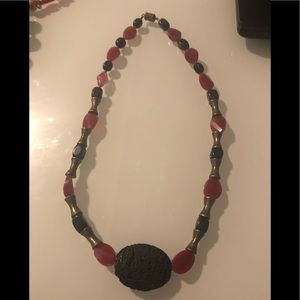 Lava stone and beaded necklace